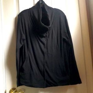 Black Eileen Fisher lightweight snap closure jacket.